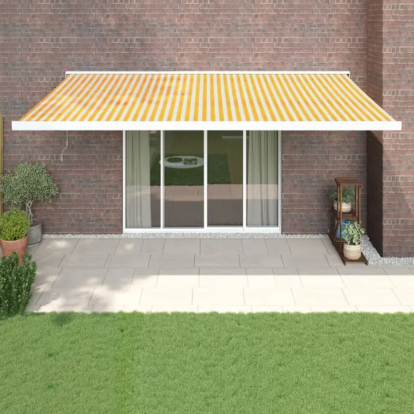Gossi copertina retractabila, galben/alb, 5x3 m, textil/aluminiu