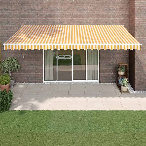 Gossi copertina retractabila, galben/alb, 5x3 m, textil/aluminiu