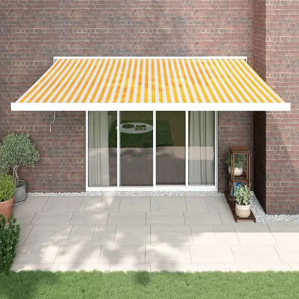 Gossi copertina retractabila galben si alb, 4x3 m, textil si aluminiu