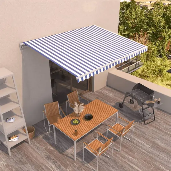 Gossi copertina retractabila manual, albastru si alb, 450x350 cm