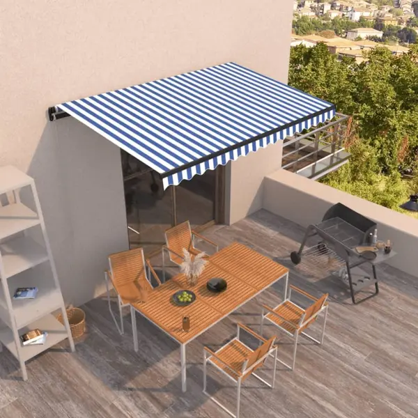 Gossi copertina retractabila manual, albastru si alb, 450x350 cm