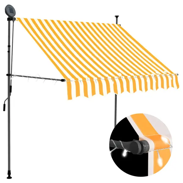 Gossi copertina retractabila manual cu led, alb & portocaliu, 150 cm