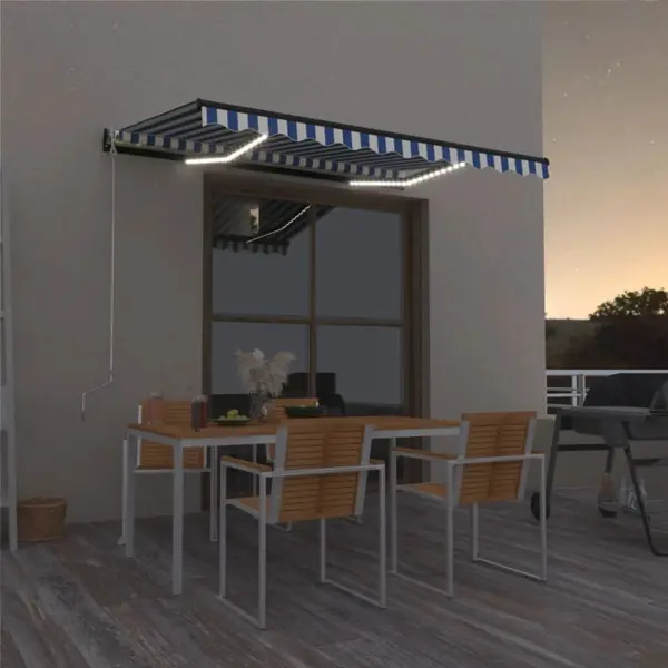 Gossi copertina retractabila manual cu led, albastru&alb, 400x300 cm