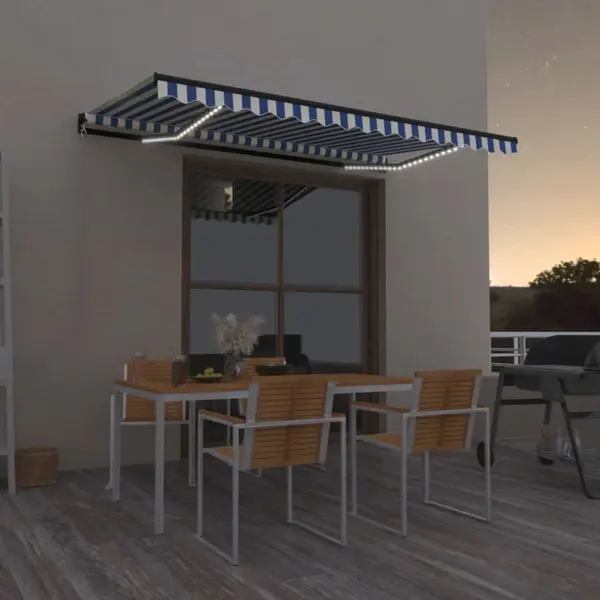 Gossi copertina retractabila manual cu led, albastru/alb, 400x350 cm
