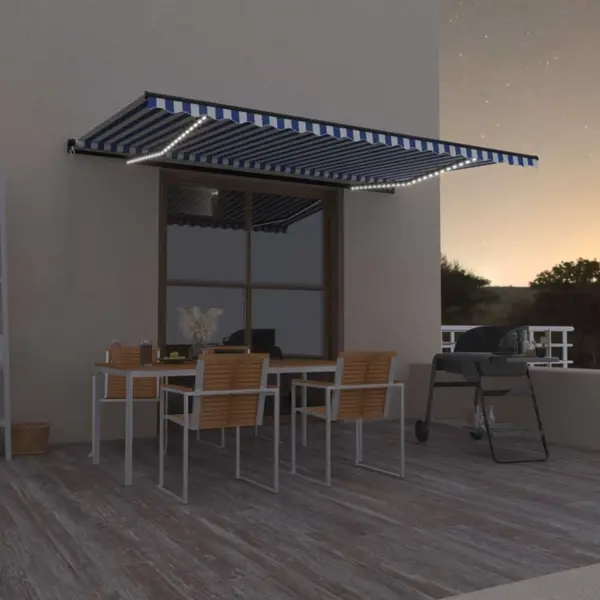 Gossi copertina retractabila manual cu led, albastru & alb 500x300 cm