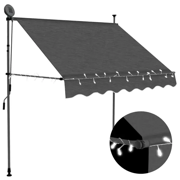 Gossi copertina retractabila manual cu led, antracit, 200 cm