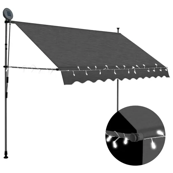 Gossi copertina retractabila manual cu led, antracit, 250 cm