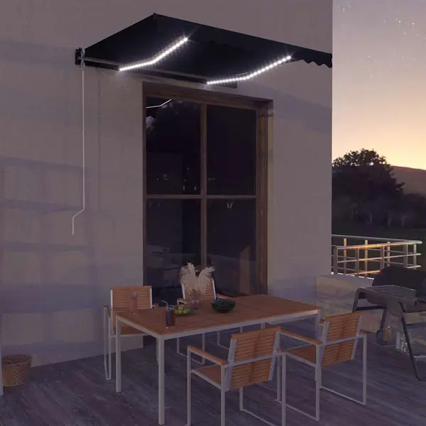 Gossi copertina retractabila manual cu led, antracit, 300 x 250 cm