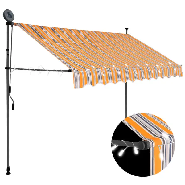 Gossi copertina retractabila manual cu led, galben & albastru, 250 cm