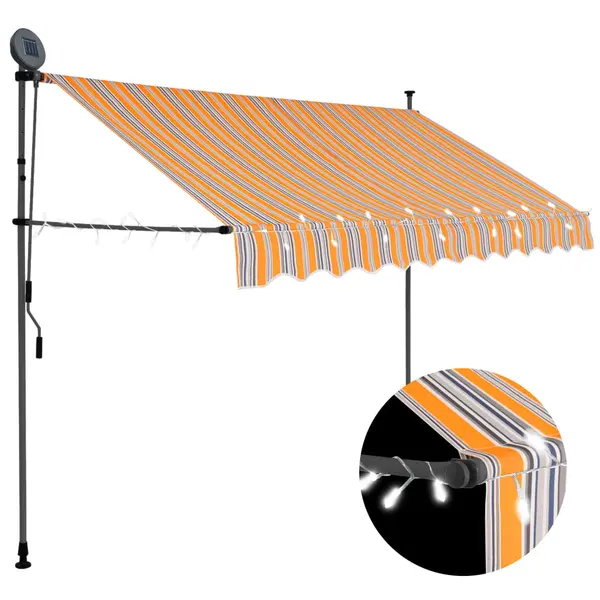 Gossi copertina retractabila manual cu led, galben & albastru, 300 cm