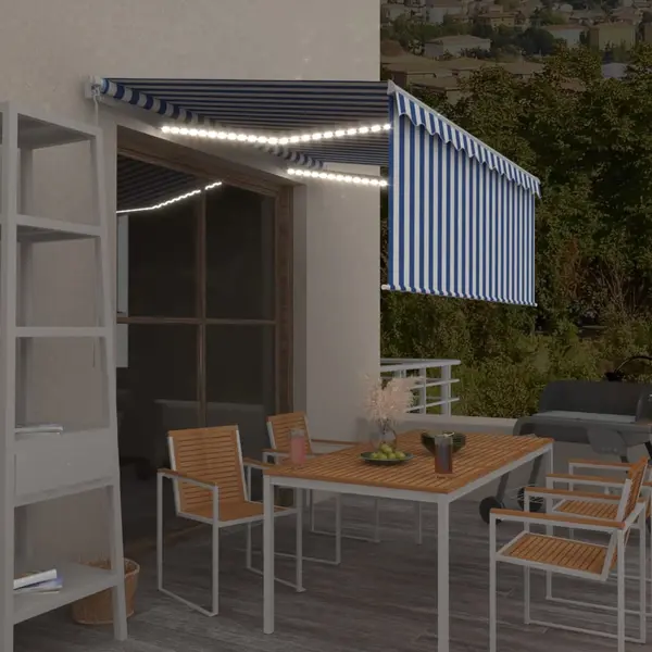 Gossi copertina retractabila manual cu stor&led albastru&alb, 3x2,5 m