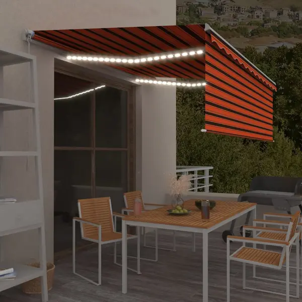 Gossi copertina retractabila manual cu stor&led portocaliu&maro 4x3 m