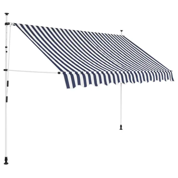 Gossi copertina retractabila manual, dungi albastru si alb, 250 cm