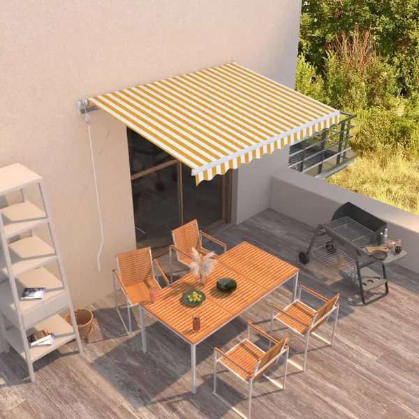 Gossi copertina retractabila manual, galben si alb, 350x250 cm