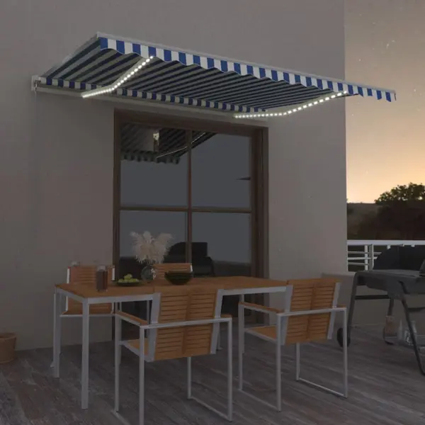 Gossi copertina retractabila manual led, albastru si alb, 400x300 cm