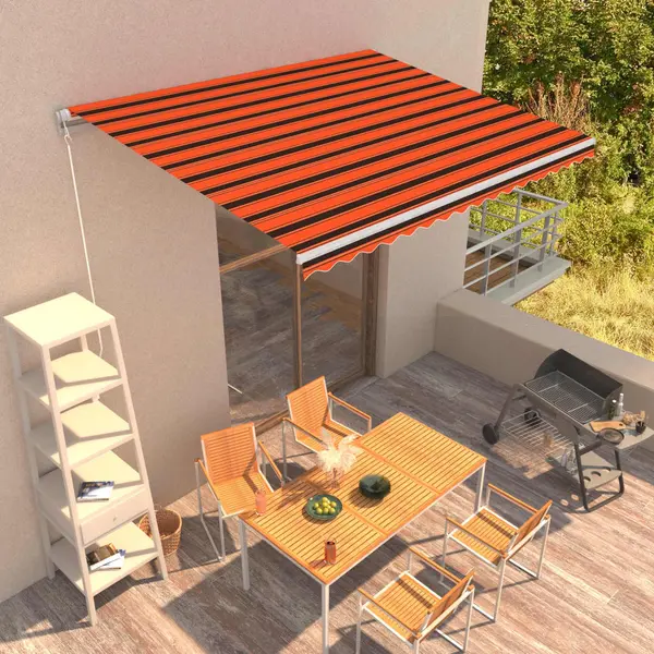 Gossi copertina retractabila manual, portocaliu & maro, 400 x 300 cm