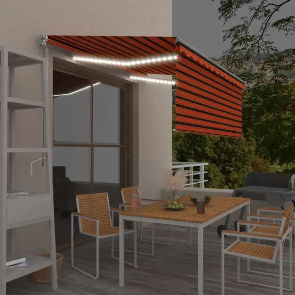 Gossi copertina retractabila manual stor&led portocaliu&maro 3x2,5 m