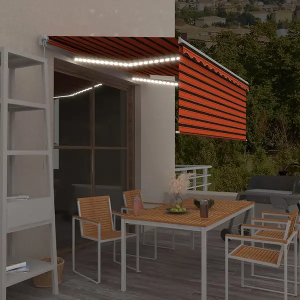 Gossi copertina retractabila manual stor&led portocaliu&maro 3x2,5 m