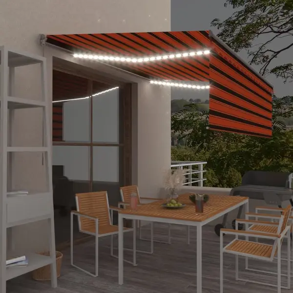 Gossi copertina retractabila manual stor&led portocaliu&maro 4,5x3 m