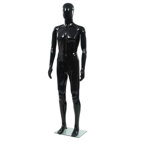 Gossi corp manechin masculin, suport din sticla, negru lucios, 185 cm