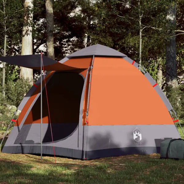 Gossi cort camping cabana 4 persoane gri/portocaliu setare rapida