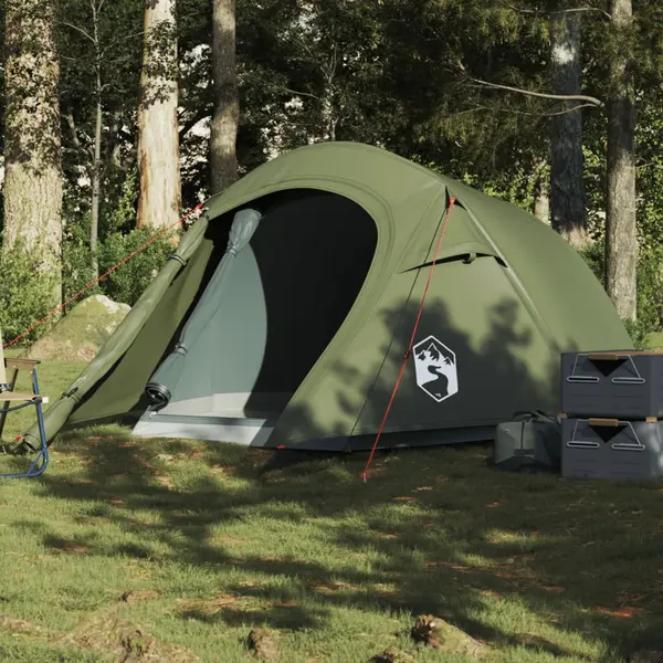 Gossi cort camping tunel pentru 2 persoane verde masliniu impermeabil