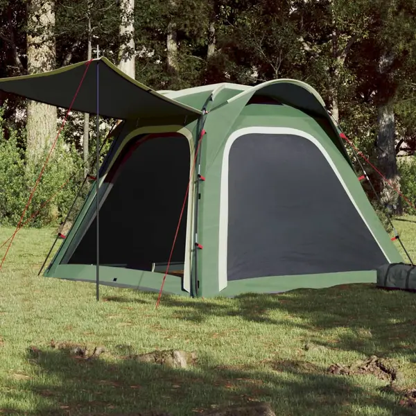 Gossi cort de camping, 4 persoane, verde, impermeabil, setare rapida