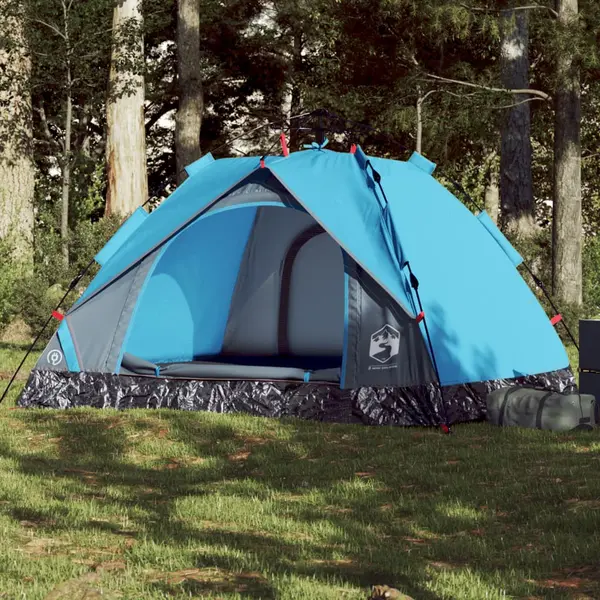 Gossi cort de camping cupola 3 persoane, setare rapida, albastru