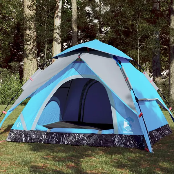 Gossi cort de camping cupola 3 persoane, setare rapida, albastru