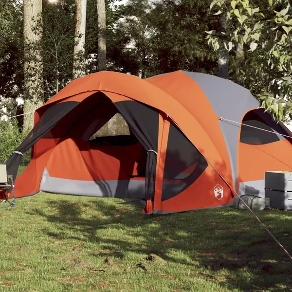 Gossi cort de camping pentru 6 persoane, gri/portocaliu, impermeabil