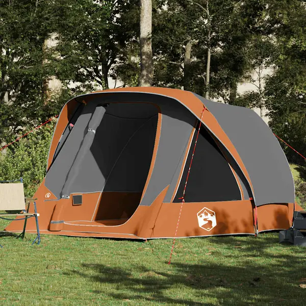 Gossi cort de camping pentru 6 persoane, gri/portocaliu, impermeabil
