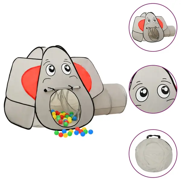 Gossi cort de joaca elefant pentru copii, gri, 174x86x101 cm