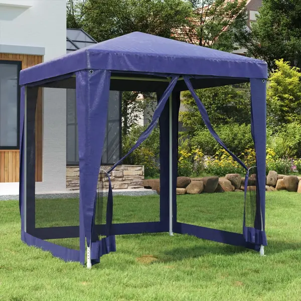 Gossi cort de petrecere cu 4 pereti din plasa, albastru, 2x2 m, hdpe