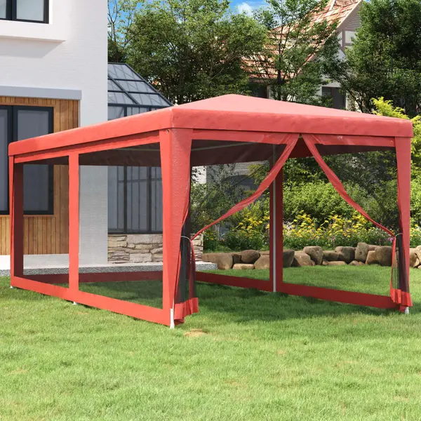 Gossi cort de petrecere cu 6 pereti din plasa, rosu, 3x6 m, hdpe