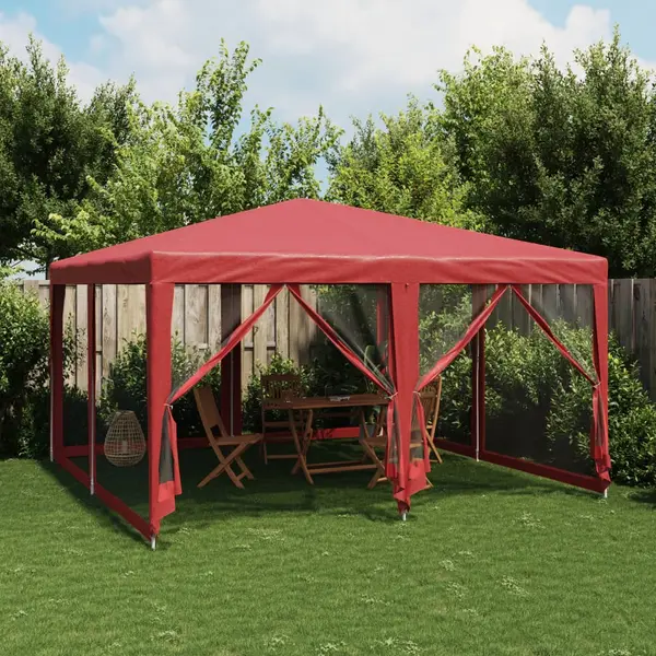 Gossi cort de petrecere cu 8 pereti din plasa, rosu, 4x4 m, hdpe