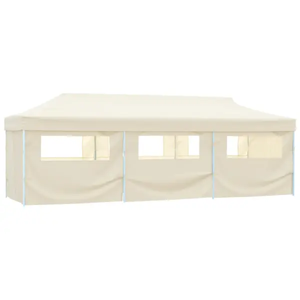 Gossi cort de petrecere pliabil cu 8 pereti laterali, crem, 3 x 9 m