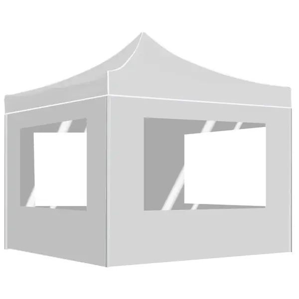 Gossi cort de petrecere pliabil cu pereti, alb, 2x2 m, aluminiu