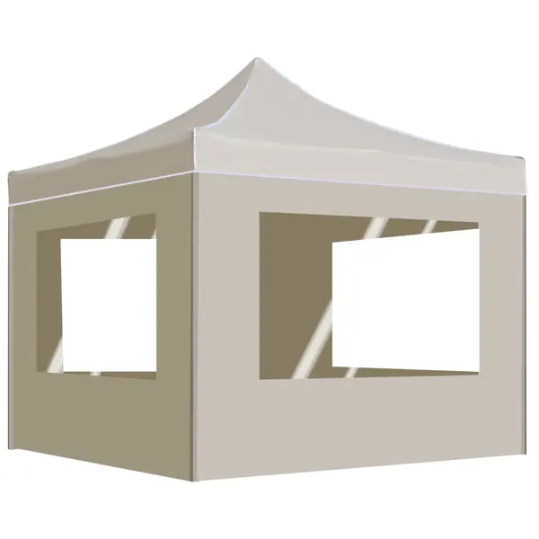 Gossi cort de petrecere pliabil cu pereti, crem, 2 x 2 m, aluminiu