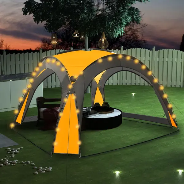 Gossi cort petrecere cu led, 4 pereti laterali, galben, 3,6x3,6x2,3 m