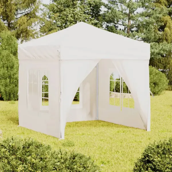 Gossi cort pliabil pentru petrecere, cu pereti laterali, alb, 2x2 m