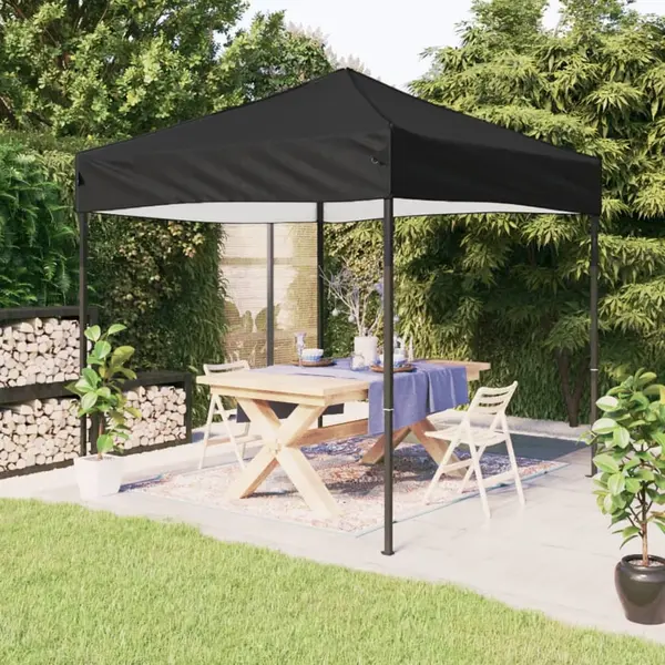 Gossi cort pliabil pentru petrecere, negru, 2x2 m