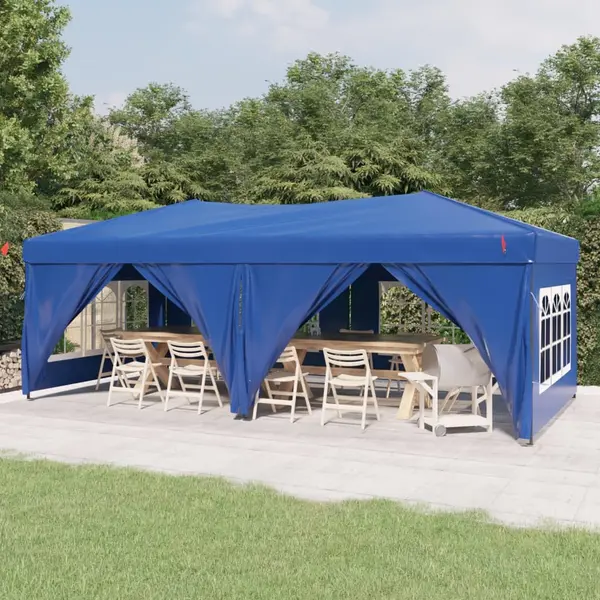 Gossi cort pliabil pentru petrecere, pereti laterali, albastru, 3x6 m