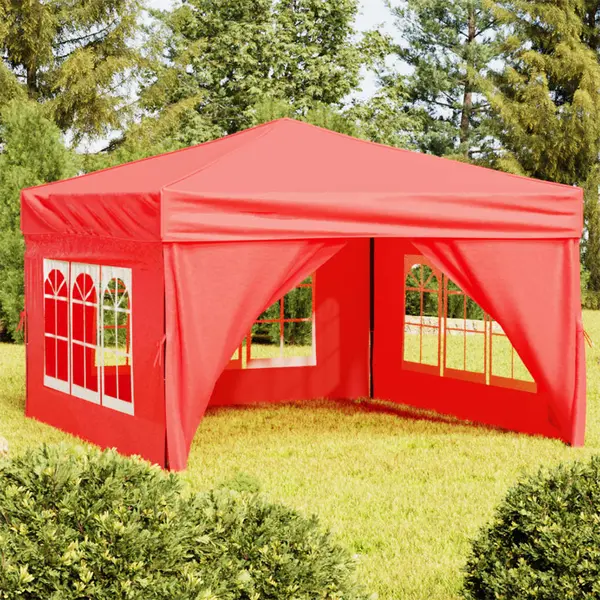 Gossi cort pliabil pentru petrecere, pereti laterali, rosu, 3x3 m