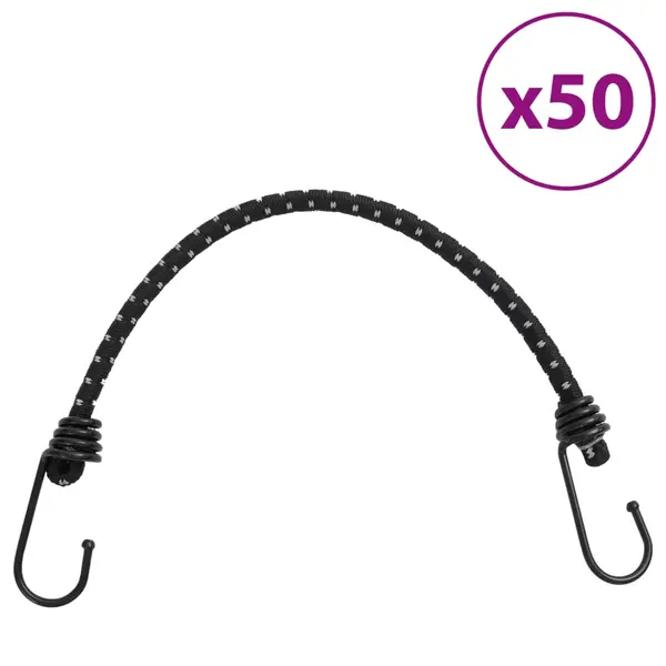 Gossi corzi elastice cu benzi reflectorizante/carlige 50 buc. 46 cm