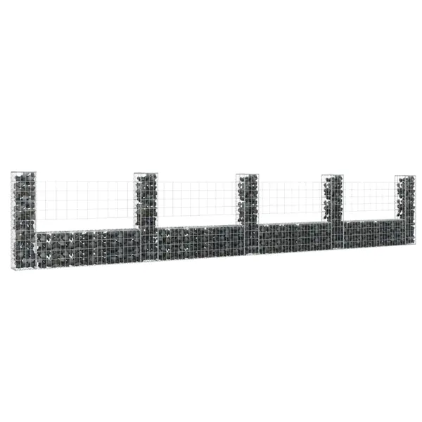 Gossi cos de gabion in forma de u cu 5 stalpi, 500x20x100 cm, fier
