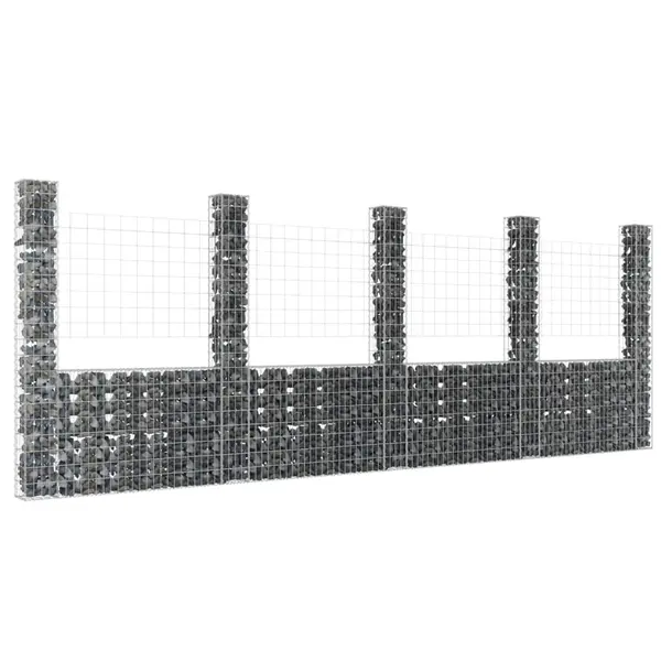 Gossi cos de gabion in forma de u cu 5 stalpi, 500x20x200 cm, fier