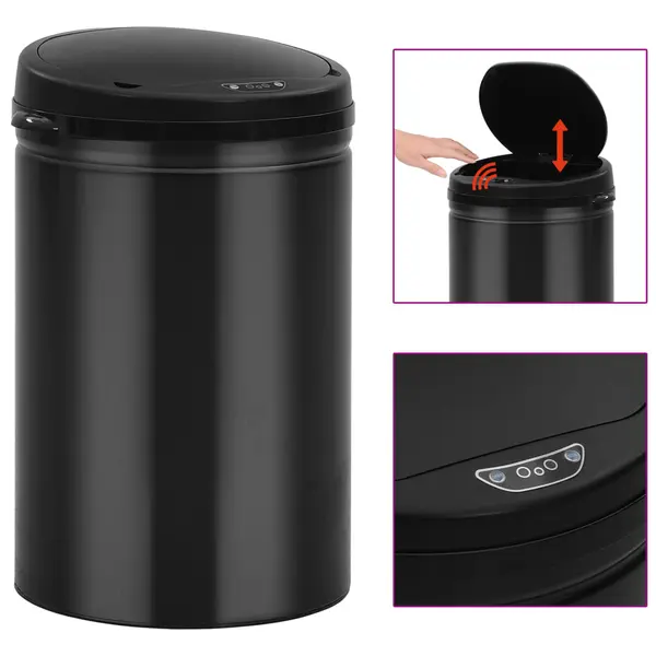Gossi cos de gunoi automat cu senzor, 30 l, negru, otel carbon