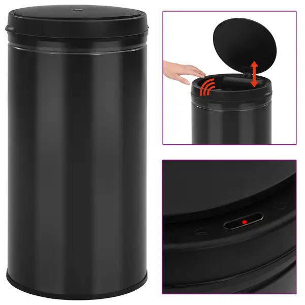 Gossi cos de gunoi automat cu senzor, 60 l, negru, otel carbon
