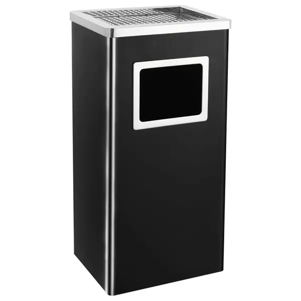 Gossi cos de gunoi cu scrumiera, pentru hotel, negru, otel, 45 l