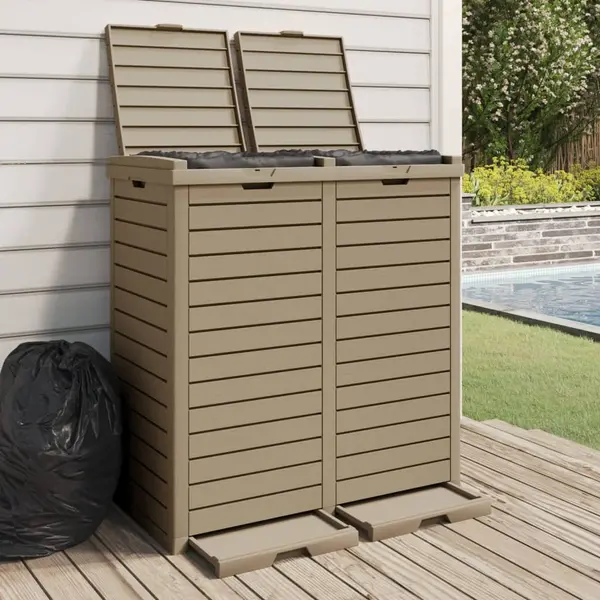 Gossi cos de gunoi de exterior maro deschis 78x41x86 cm polipropilena